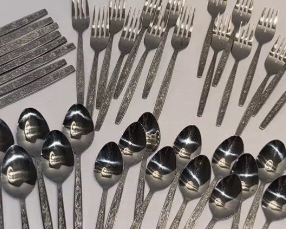 Vintage Hanford Forge Escondido Stainless Steel Flatware-Korea- lot of 49 Pieces