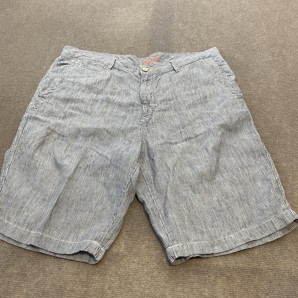 Tommy Bahama Shorts Mens 38 Blue White Striped 100% Linen Relax Casual Beach