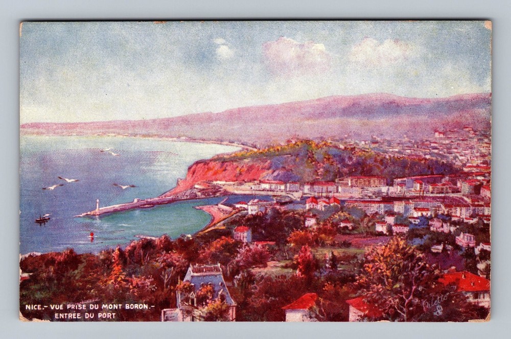 France- Nice Port Entrance View From Mont Boron Souvenir Old Vintage Postcard