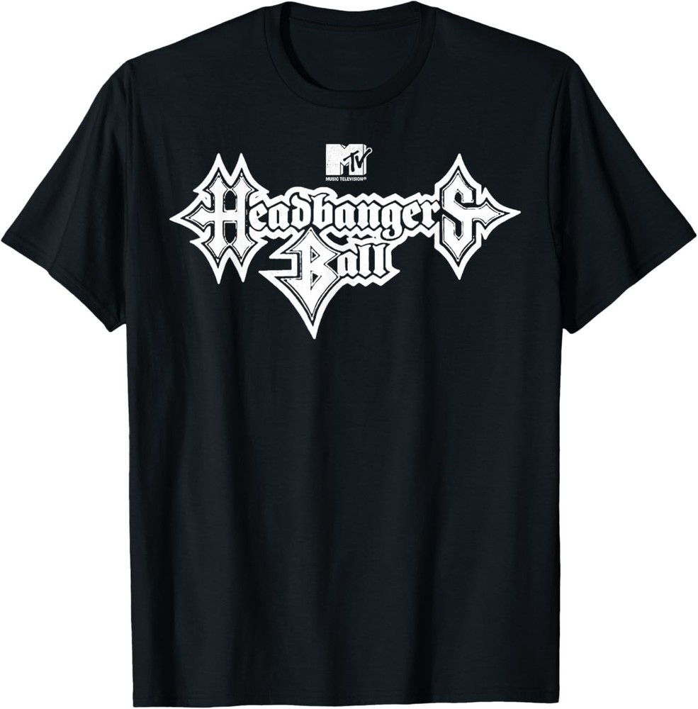 MTV Headbangers Ball Short Sleeve Black Metal Text T-Shirt