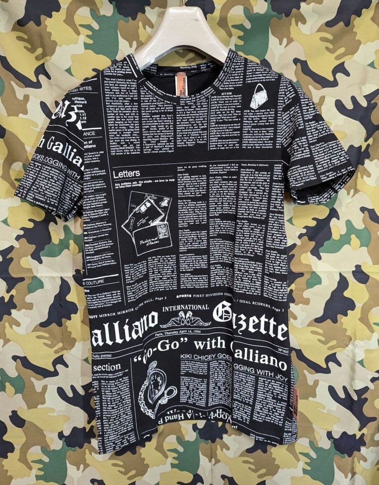 John Galliano Newspaper Print T-Shirt Black XS 44