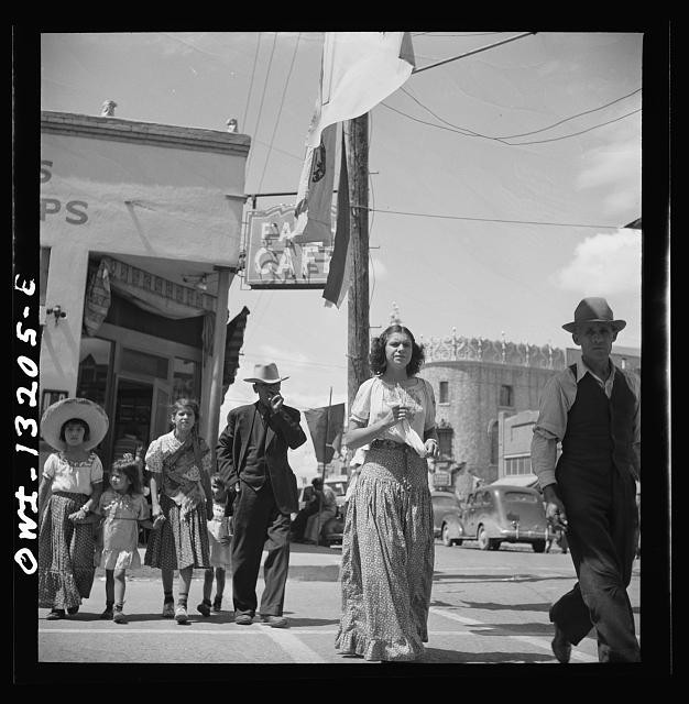 Street Scene Pedestrians Cafe Sign 1930s 1940s Vintage Black and White Photo