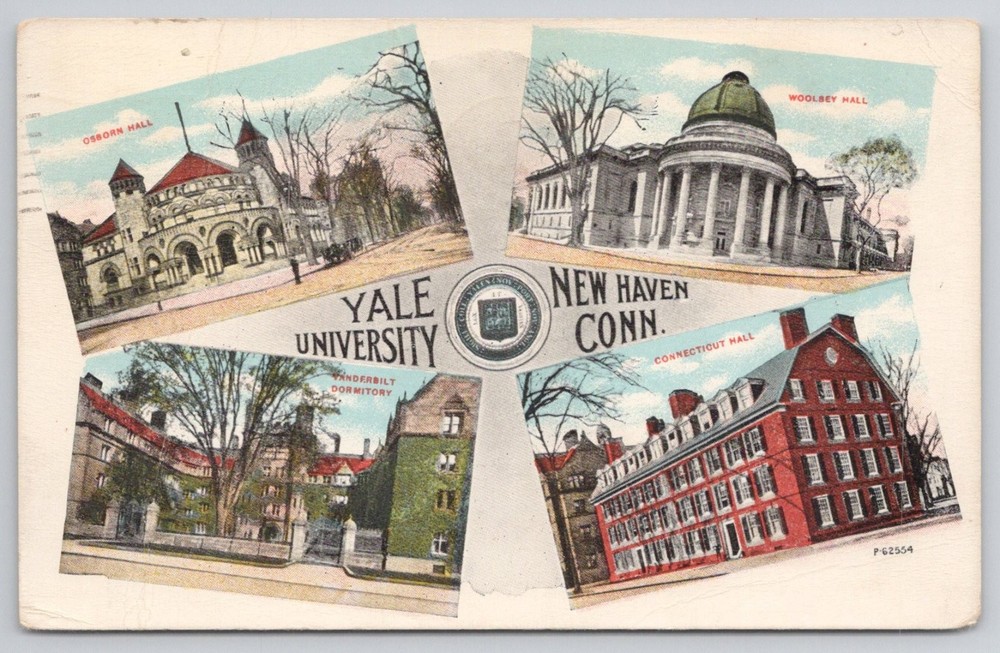 1915 Yale University New Haven CT Multi-View Postcard Osborn Woolsey Hall