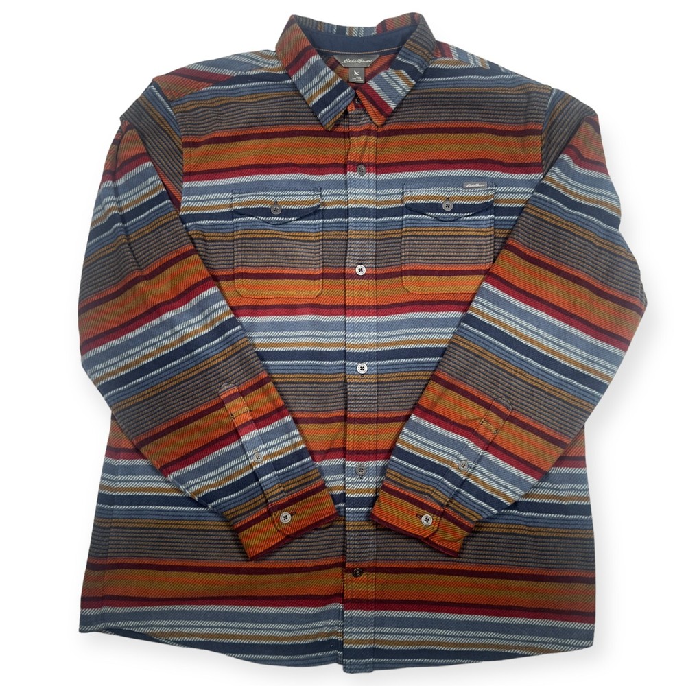 Eddie Bauer Men's XLT Striped Fleece Button-Down Shirt  