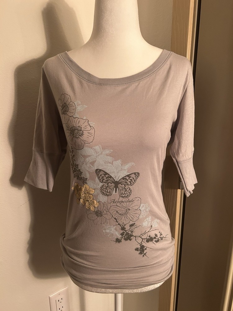VTG Aeropostale Floral Butterfly Logo Top NWT Y2K Whimsy Fairy
