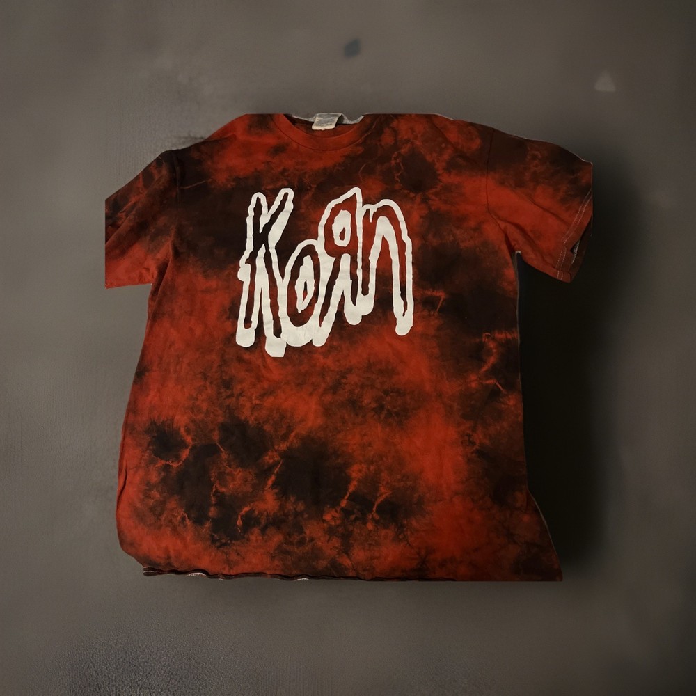 Korn T Shirt Medium Black Tie Dye Orange Delta Band y2k vtg