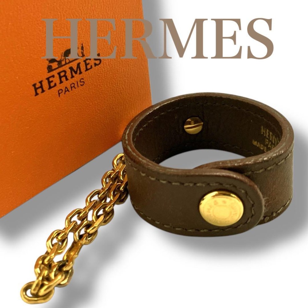 Hermes France Leather Gold Metal Glove Holder Luxury French Made
