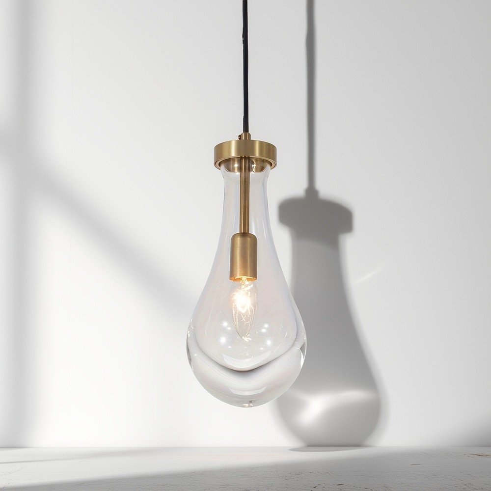 Modern Rain Drop Glass Chandelier Hanging Pendant Lamp Gold Ceiling Lamp Fixture