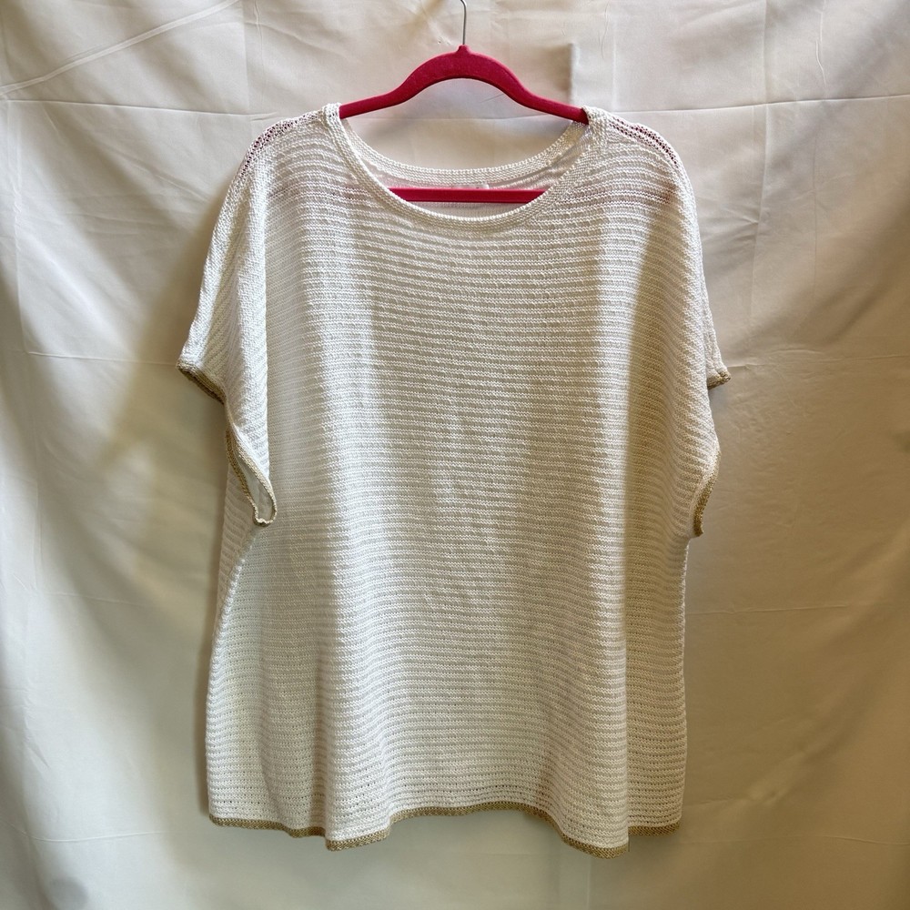 Pure Jill J. Jill Linen Blend Women's Tunic Top Coverup Boho Beach Open Knit XL