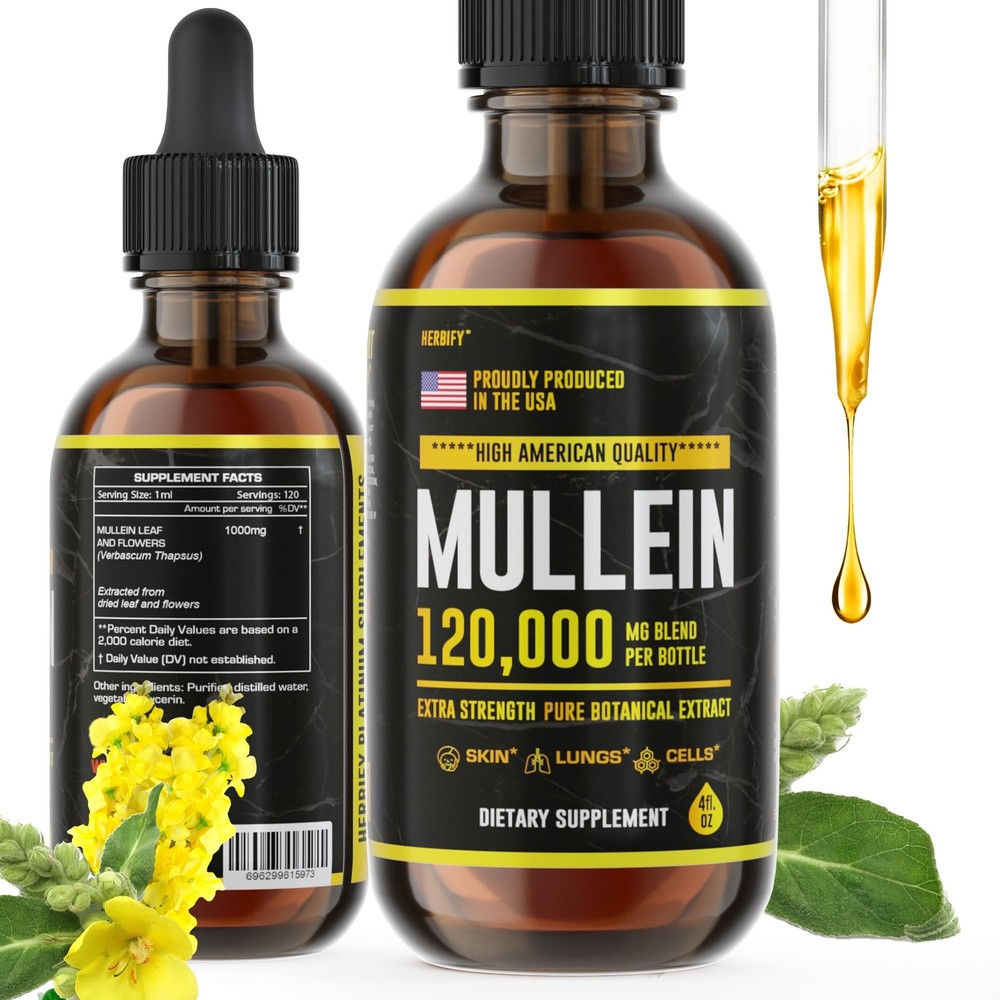 Mullein Drops - Lung Cleanse - Leaf Extract - Powerful Mullein for Immune Sup...