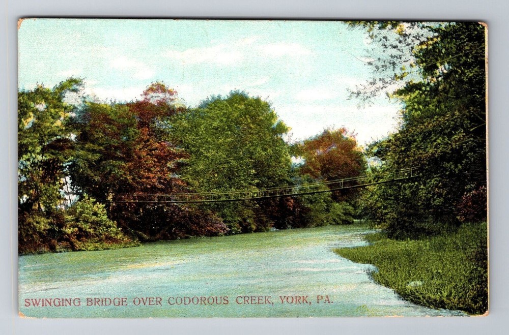 York PA-Pennsylvania, Swinging Bridge, Antique, Vintage c1910 Souvenir Postcard