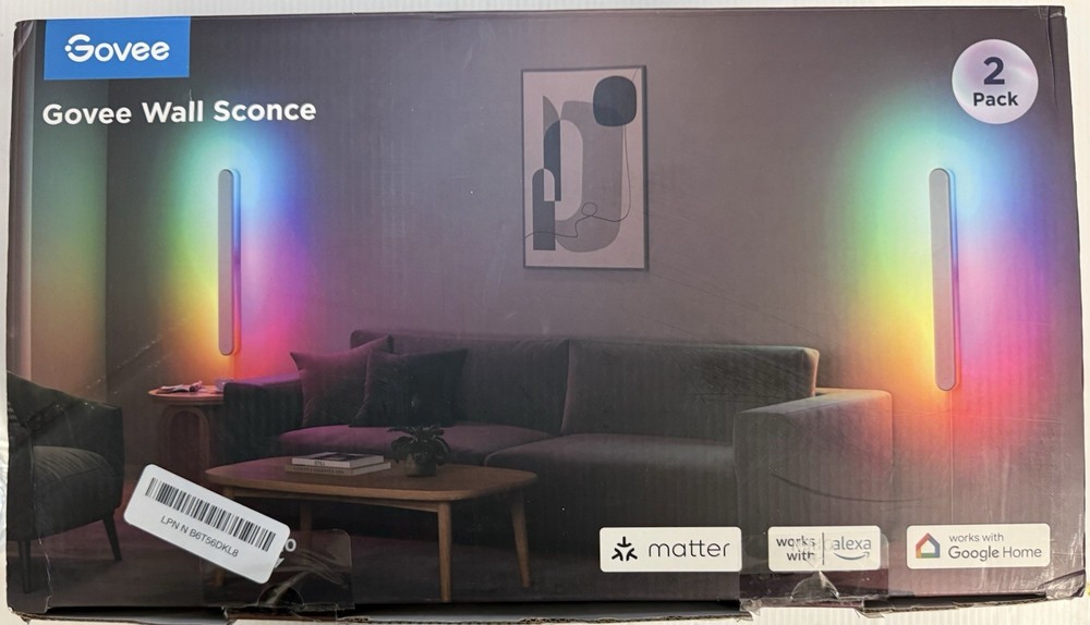 Govee Smart RGBIC Wall Sconce 2-Pack Compatible with Matter & Alexa