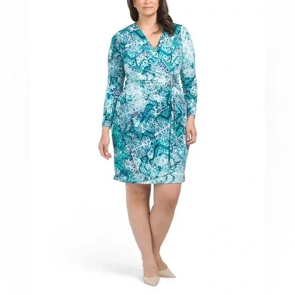 CALVIN KLEIN | Plus Wrap Sheath Mini Dress Various Sizes Available