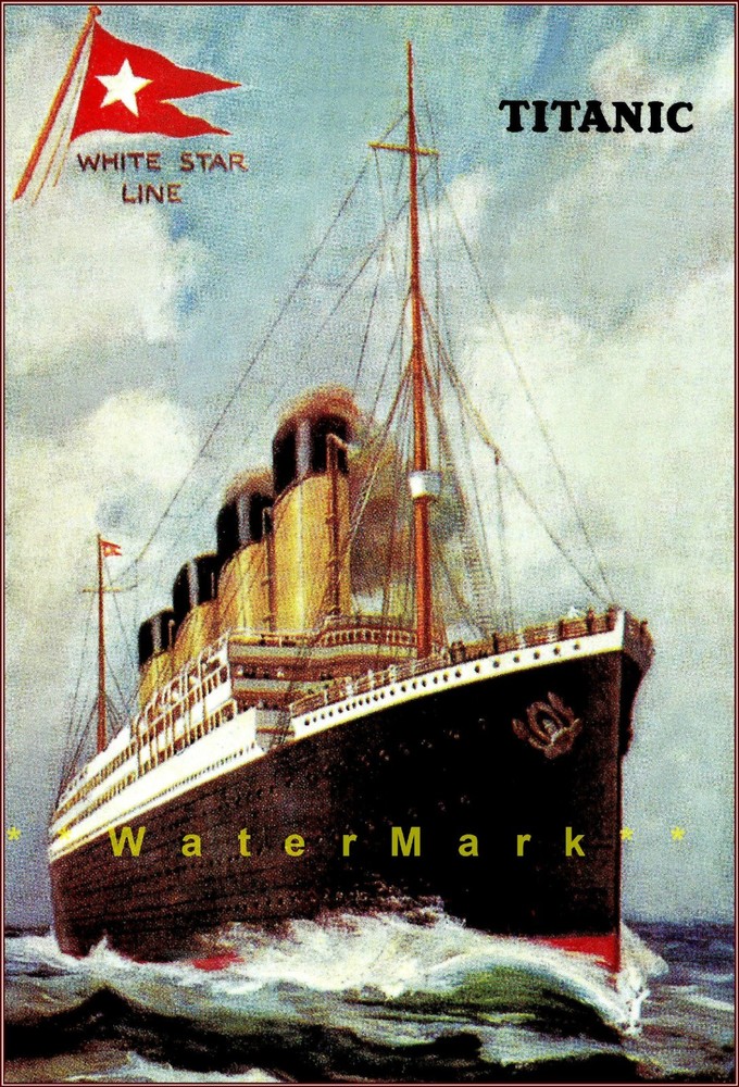 White Star Line 1912 Titanic Ocean Liner Ship Vintage Poster Print Travel Decor