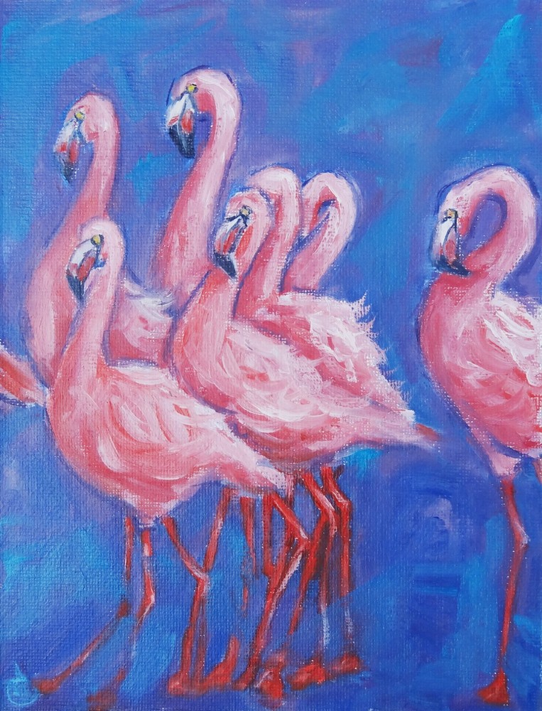 Flamingo Painting Bird Original Art 6