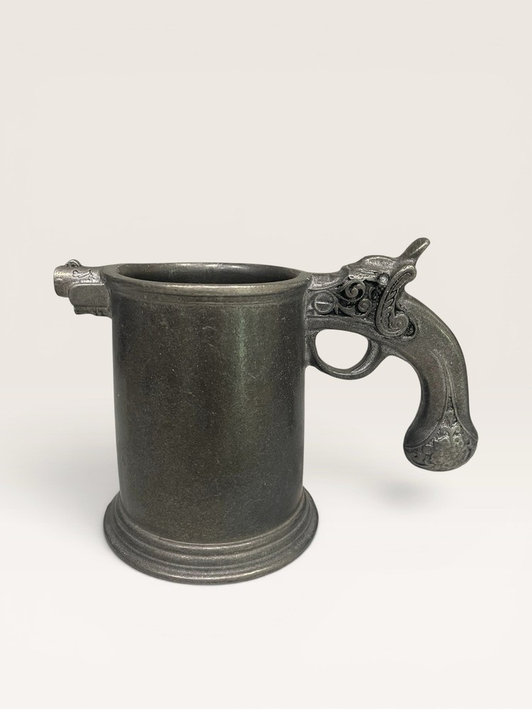 VTG Beer Mug Tankard Stein Pewter Pistol Gun Handle Wilton RWP