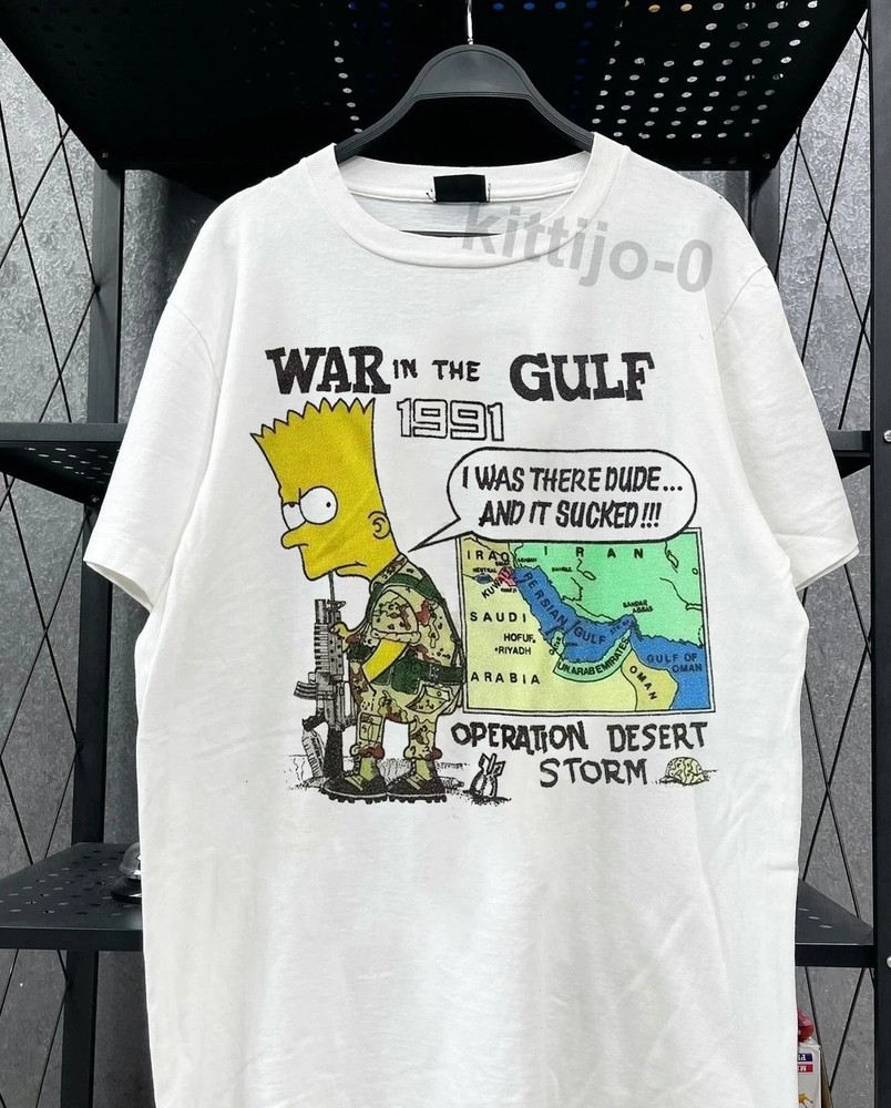 Bart-Simpson War In The Guft White T-Shirt All Size S-4XL