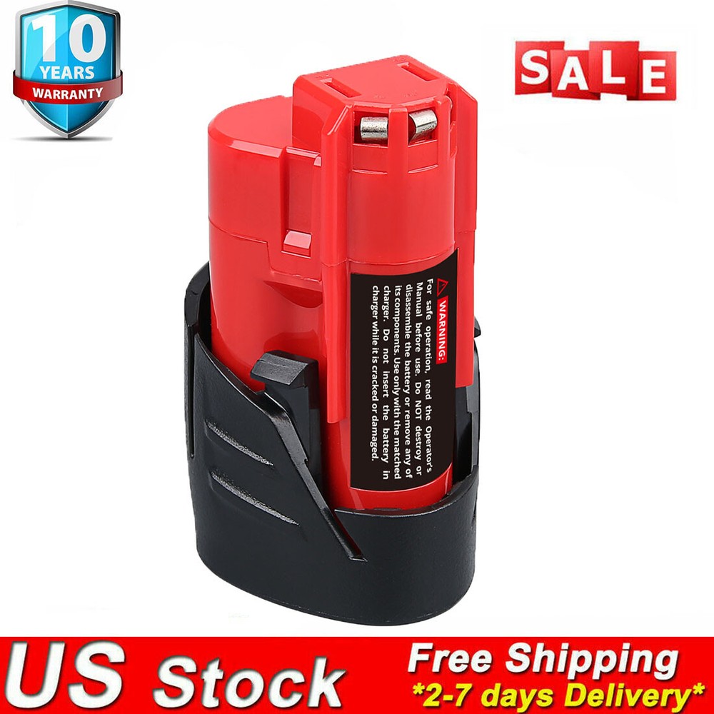 M12 12V 10.8V Extended Capacity Battery 48-11-2460 for Milwaukee Tools