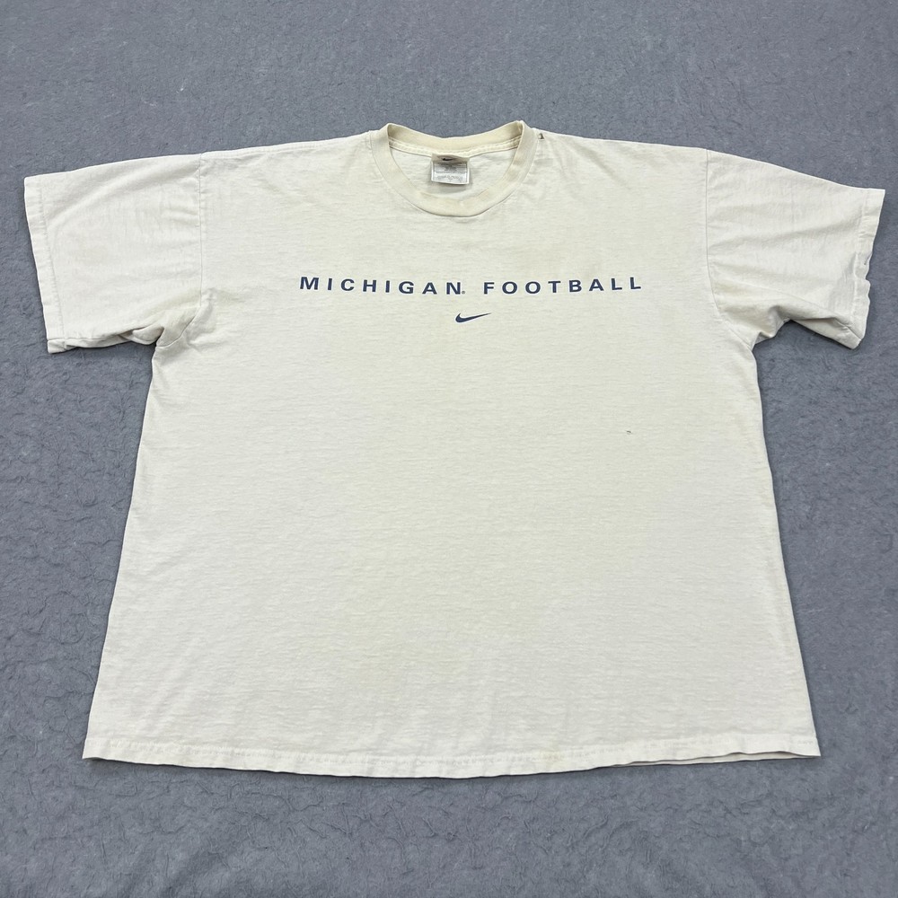 VTG Nike Michigan Wolverines Football Center Swoosh Shirt Large Grunge Y2K 00s