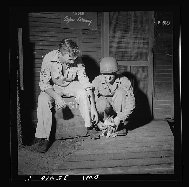Greenville South Carolina 1943 Air Service Command enlisted men puppy