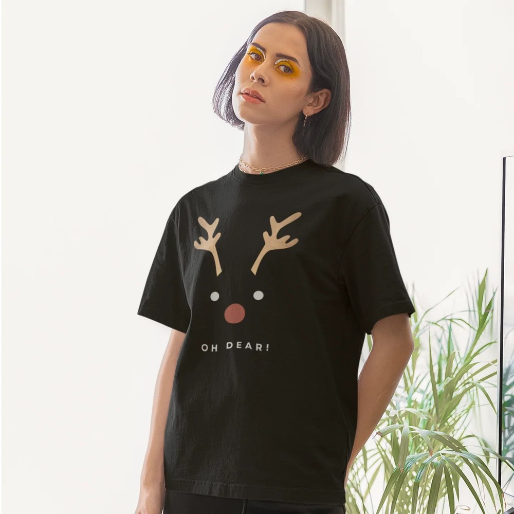 Women Christmas season special half sleeve comfort fit round neck T-Shirt.