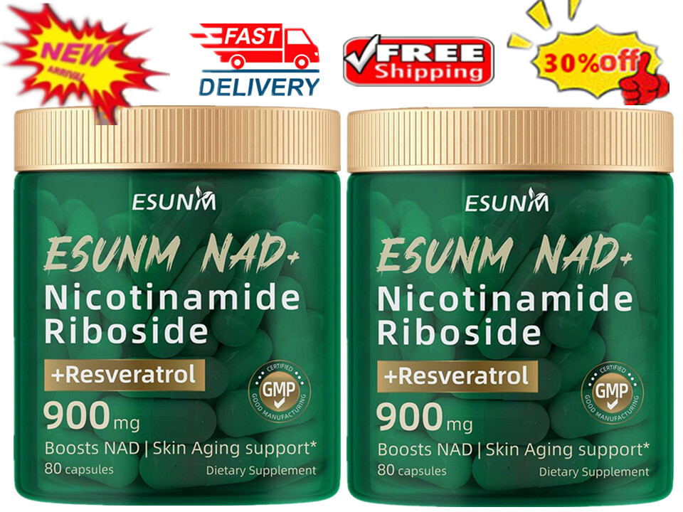 2X Nicotinamide Riboside 900mg - Resveratrol, NAD+ Booster, Skin, Energy, Focu s