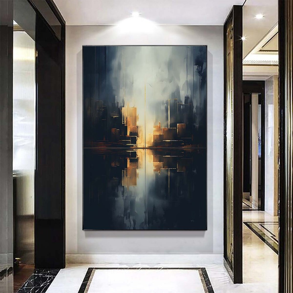 Modern Wall Art Canvas Painting Grey Hand Painted Decorative Painting Large Size