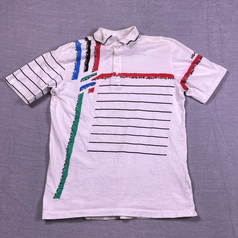Head Sportswear Vintage 90s Abstract Graphic Polo Shirt Mens Medium White-image