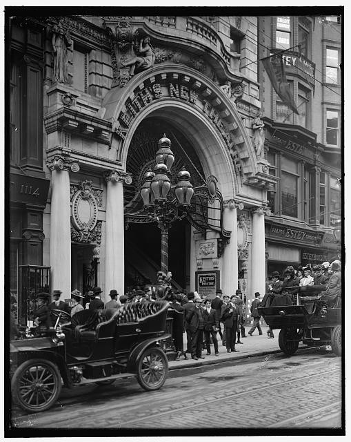 Philadelphia PA Keith's Theatre Entrance 1900s Street Scene Automobiles