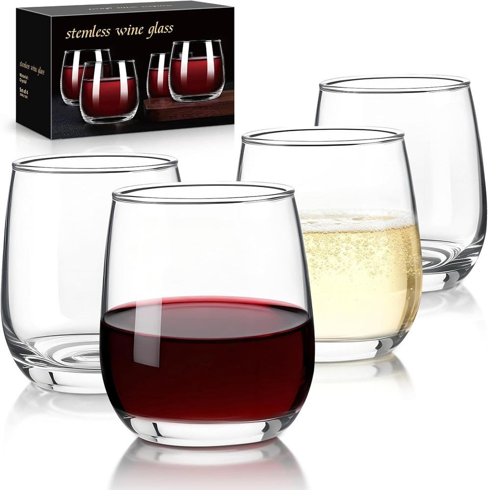 Stemless Wine Glasses Stemless Wine Glass Set of 4 12OZ Glasses Suitable for