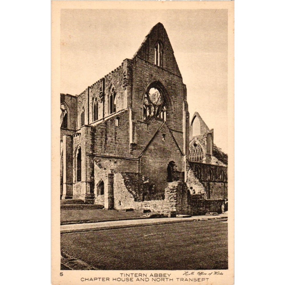 Vintage Tintern Abbey Chapter House North Transept Postcard Rembrandt Intaglio