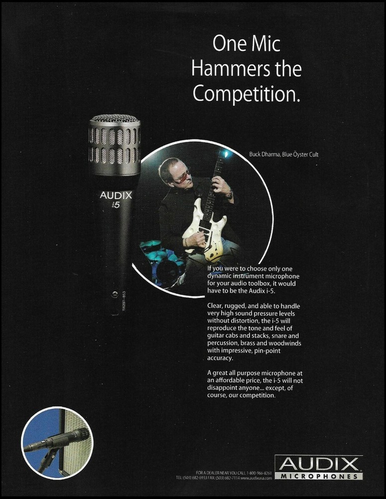 Blue Oyster Cult Buck Dharma 2010 Audix Microphone advertisement 8 x 11 mic ad