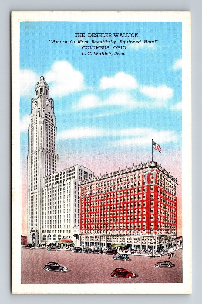 Columbus OH-Ohio The Deshler Wallick Hotel Vintage Postcard Standard Souvenir