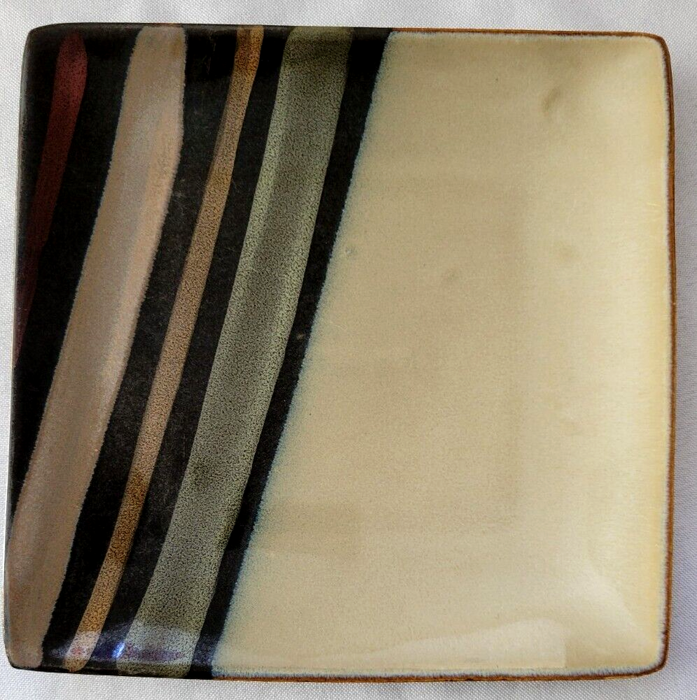 SET OF 3 SANGO AVANTI BLACK SQUARE SALAD PLATES 7 3/4