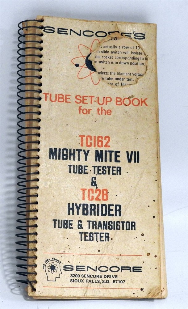 Original Spiral Bound Tube Setting Manual For Sencore Tc162 & Tc128 Tube Testers