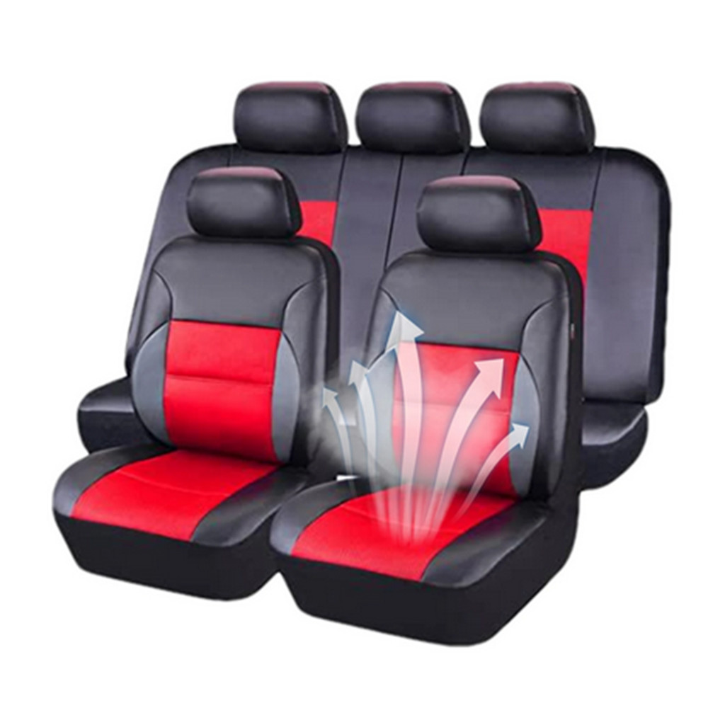 Car Seat Covers Full Set 5-Sits Cushion Protector Accessories PU Leather 9Pcs