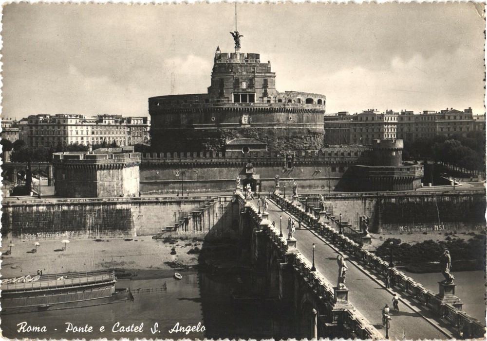 View of Ponte Sant'Angelo And Castel Sant'Angelo, Rome, Italy Postcard