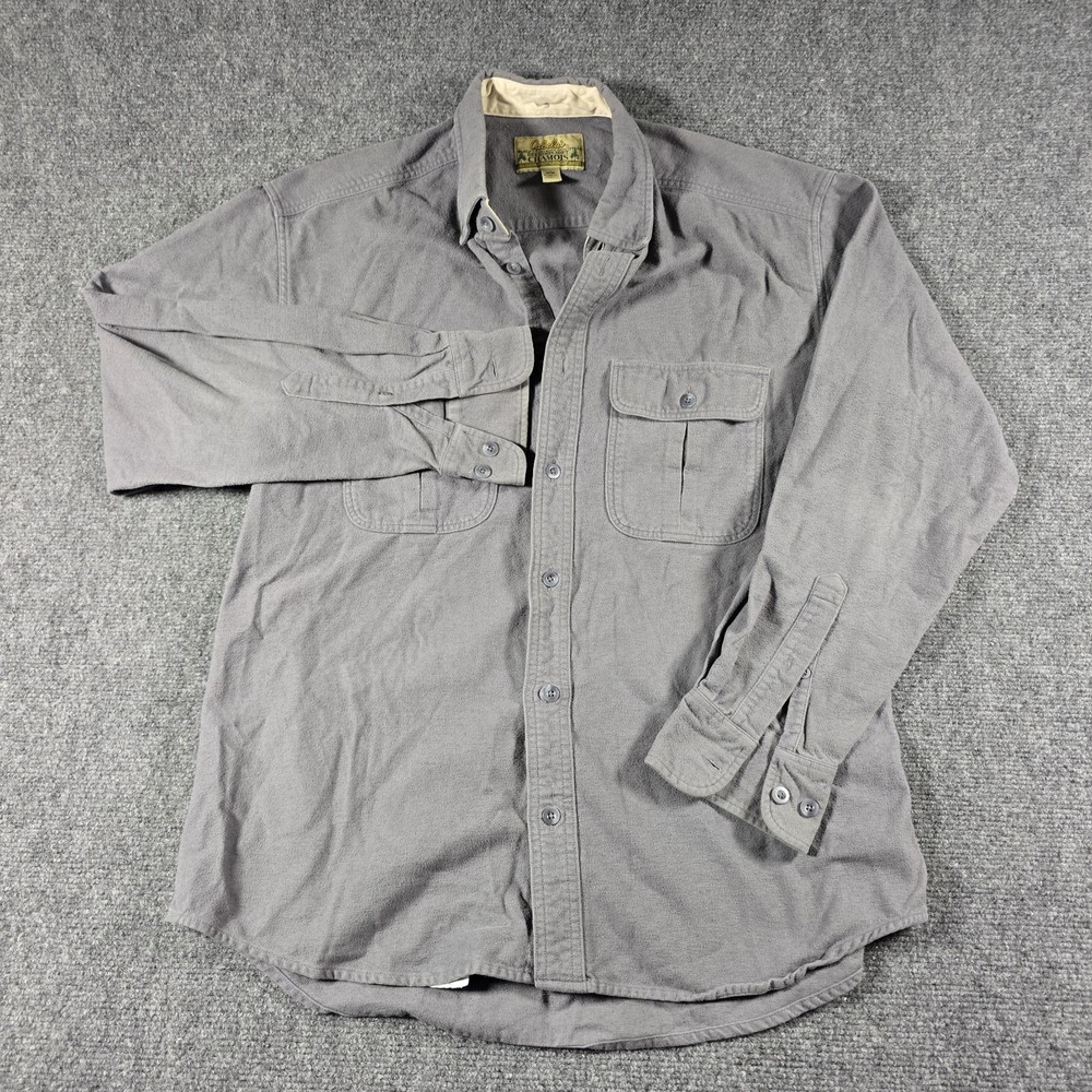 Cabela’s Deerskin Soft Chamois Shirt Men’s Medium Gray Button Up Heavy Cotton