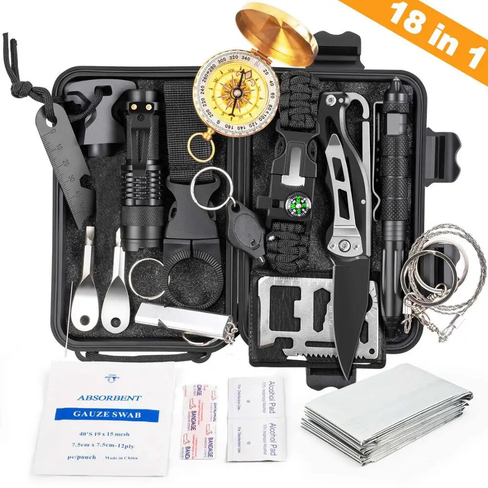 Survival Kit Multifunction Tactical Gear for Outdoor Camping Travel Defense