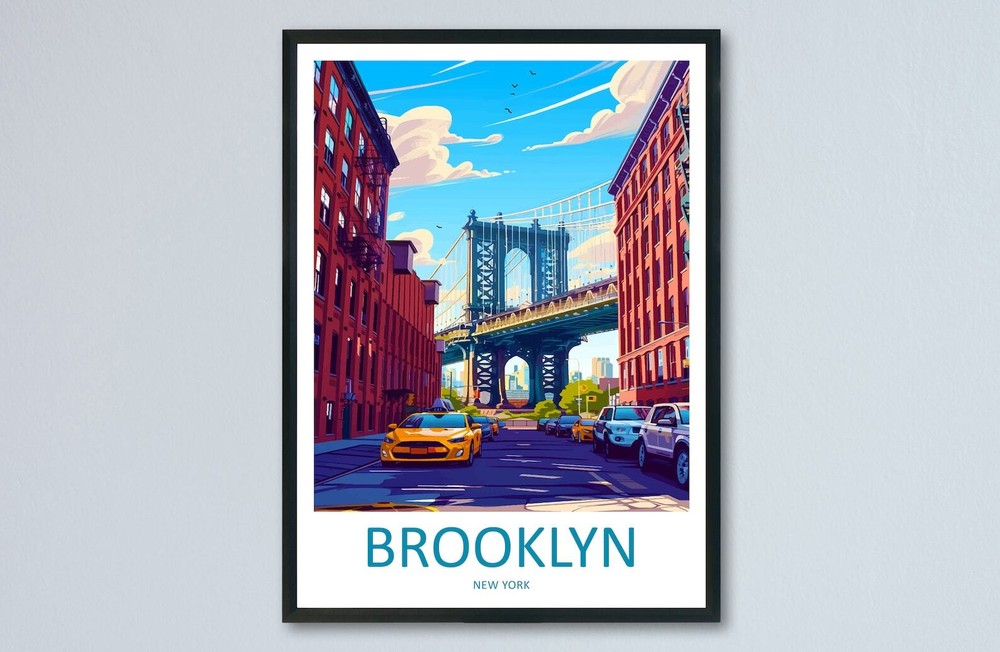 Brooklyn NYC Travel Print Wall Art for Home Decor