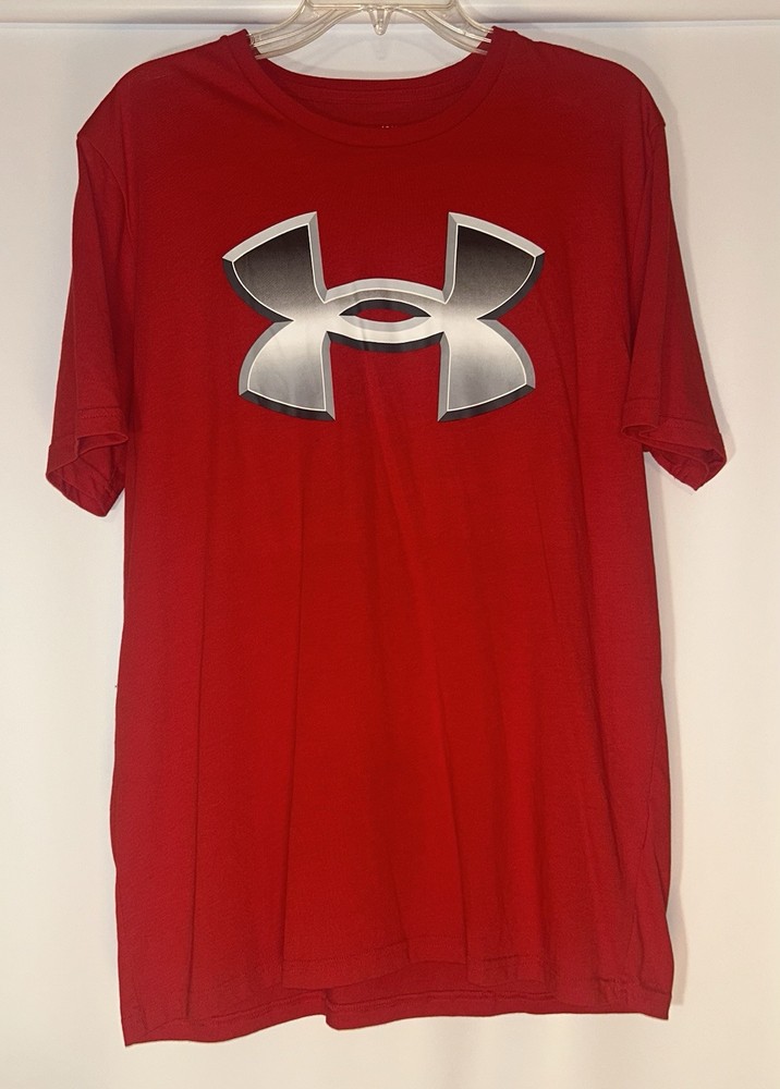 Under Armour Men's (L) Red/Gray Ombre Logo Short Sleeve Activewear T-Shirt