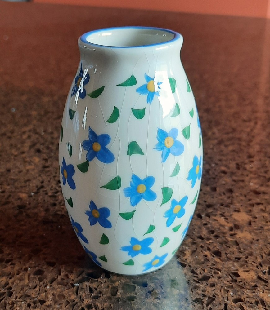 White Blue Ceramic Vase 4.75