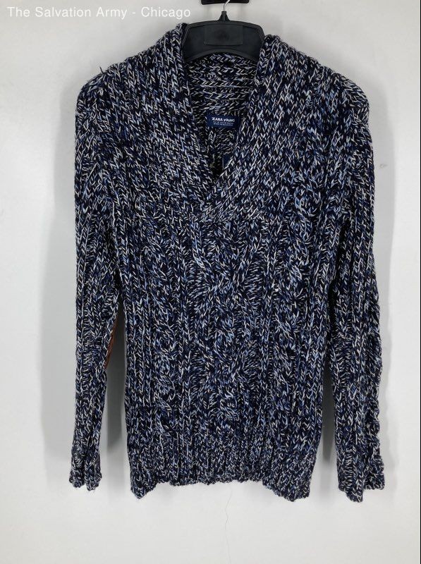 ZARA YOUNG Womens Blue Knitted Long Sleeve Pullover Sweater Size Medium