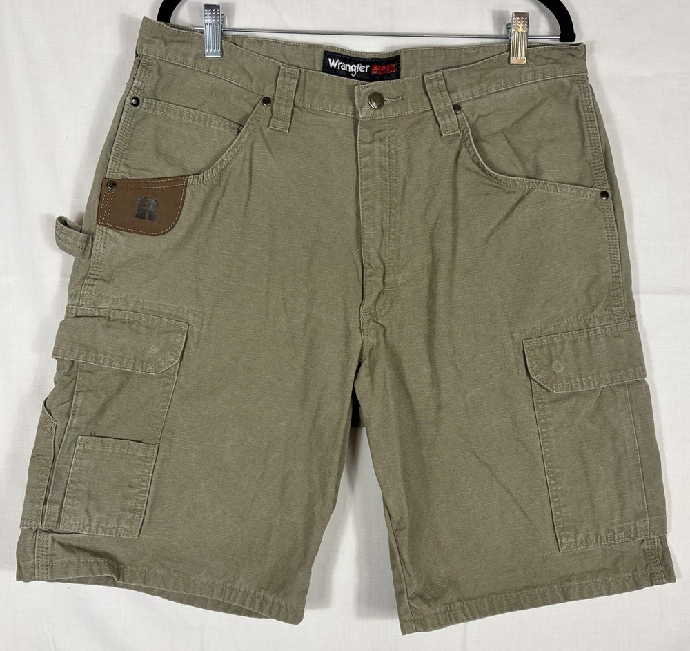 Wrangler Riggs Workwear Ripstop Canvas Carpenter Work Shorts Tan Men’s 36” Waist