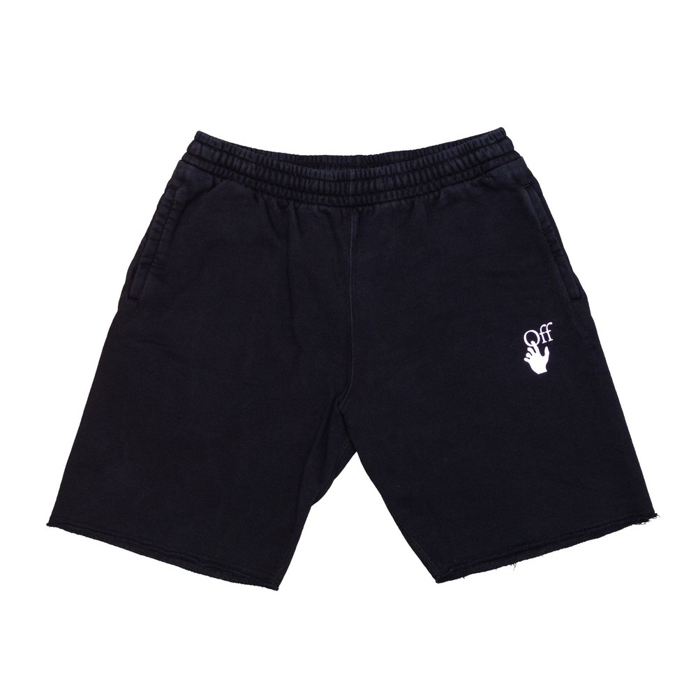 Off-White Virgil Abloh Men’s Black Cotton Sweat Shorts Logo Print – Size L