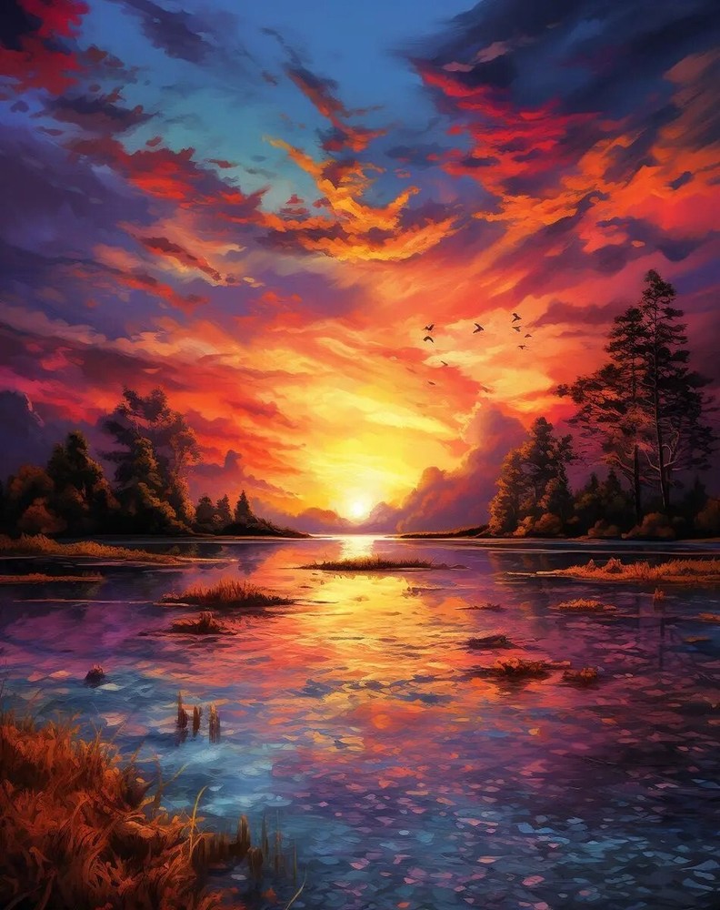 Sunset Sky 5D Diamond Painting Kit Rhinestone Embroidery Cross Stitch Full Drill