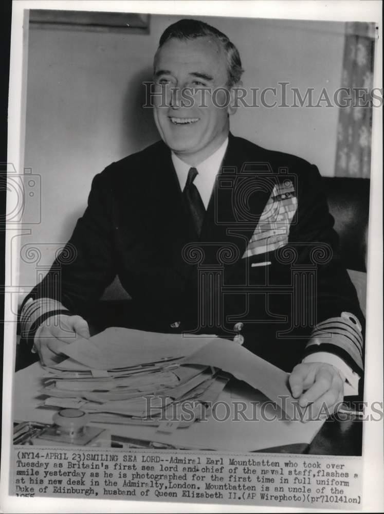 1955 Press Photo Admiral Louis Mountbatten, Earl of Mountbatten, in London