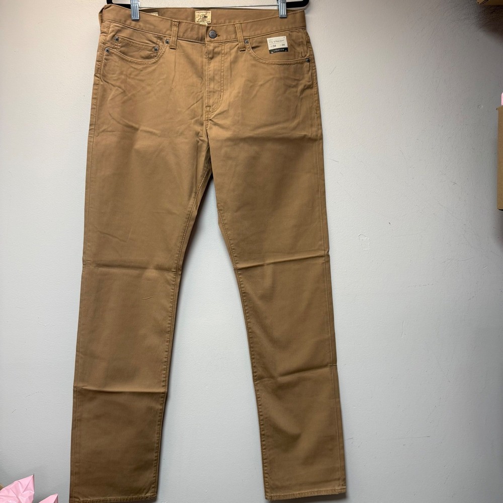 J.Crew 770 Straight Pants Mens 34x34 Khaki Tan NWT Stretch Corduroy 9329