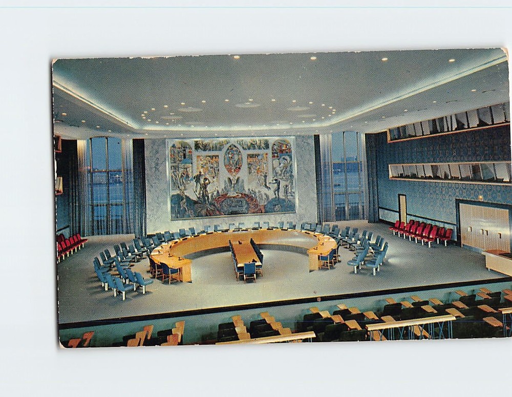 Postcard General View Of Security Council Chamber United Nations Headquarters NY