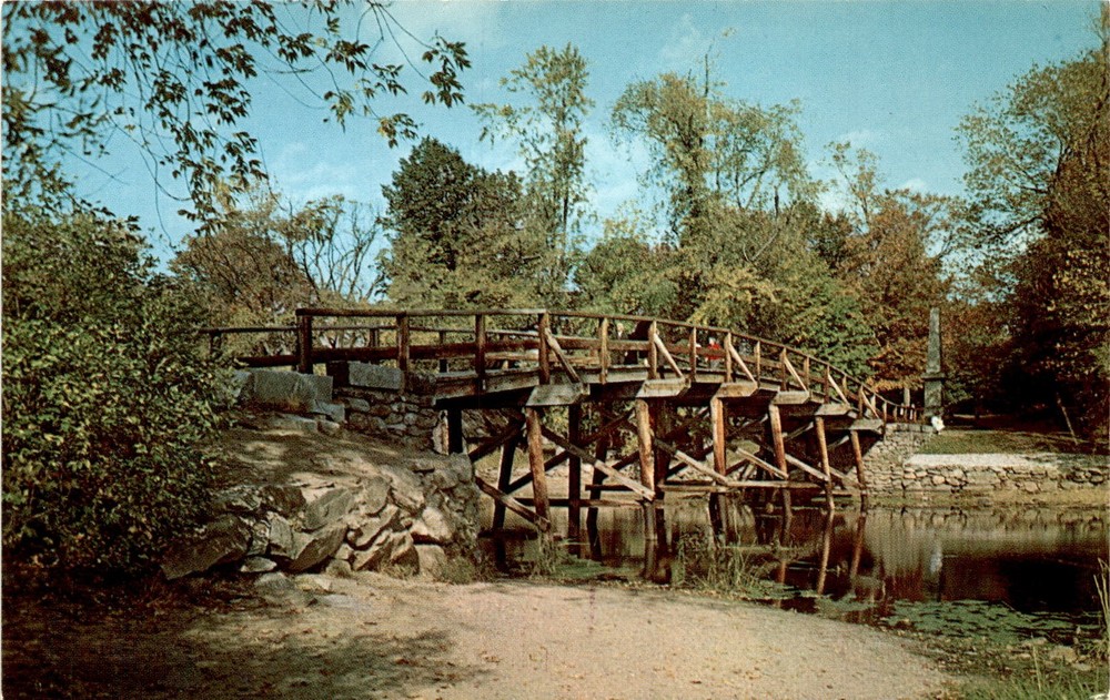 Old North Bridge, Concord, Massachusetts, Concord River, British Postcard